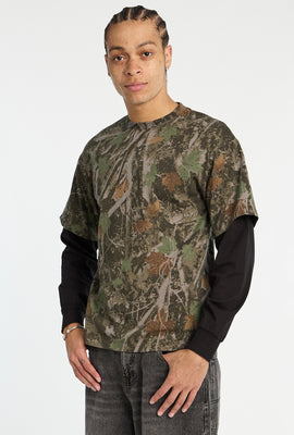 Zoo York Mens Camo Layered Long-Sleeve Tee