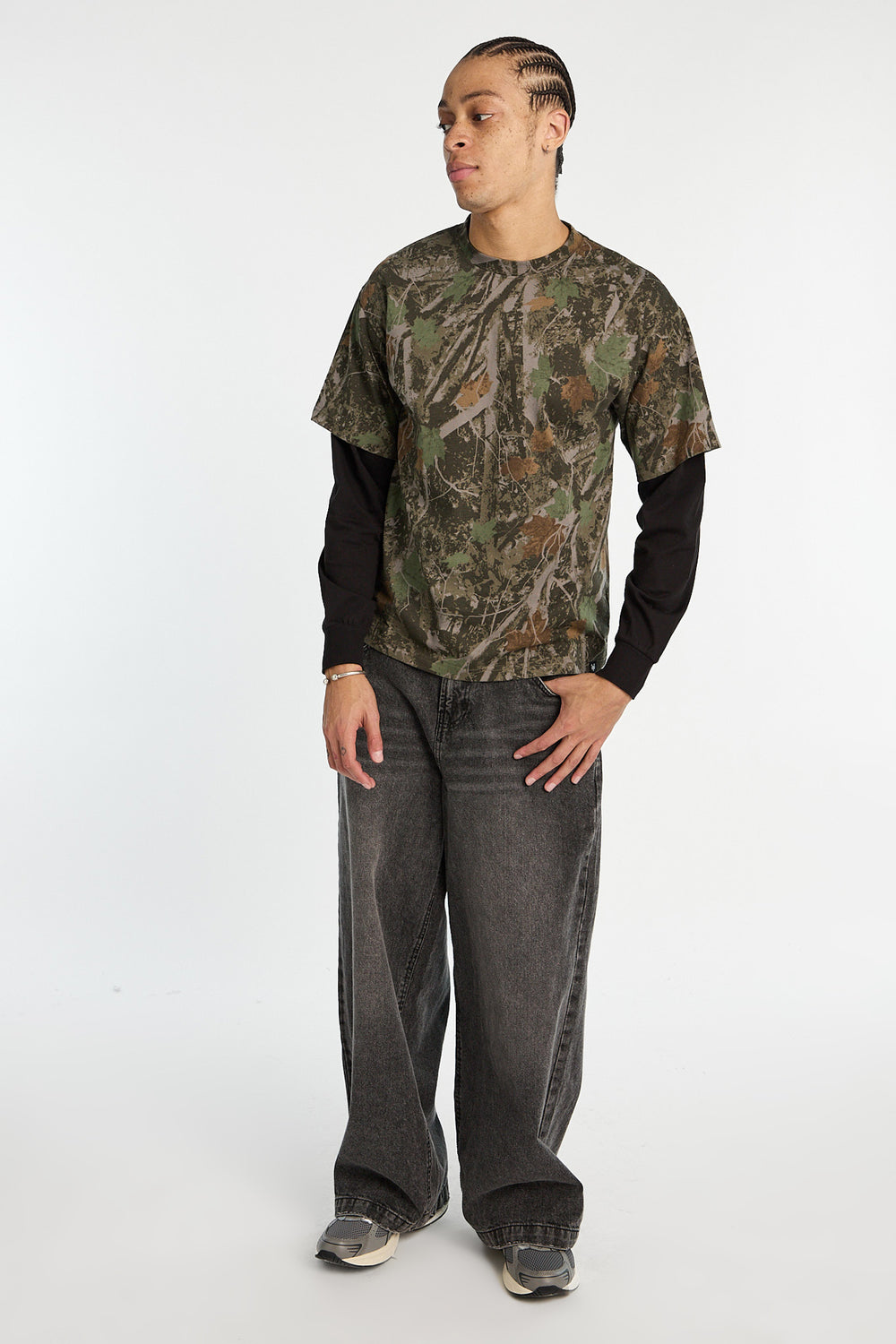 Zoo York Mens Camo Layered Long-Sleeve Tee Zoo York Mens Camo Layered Long-Sleeve Tee