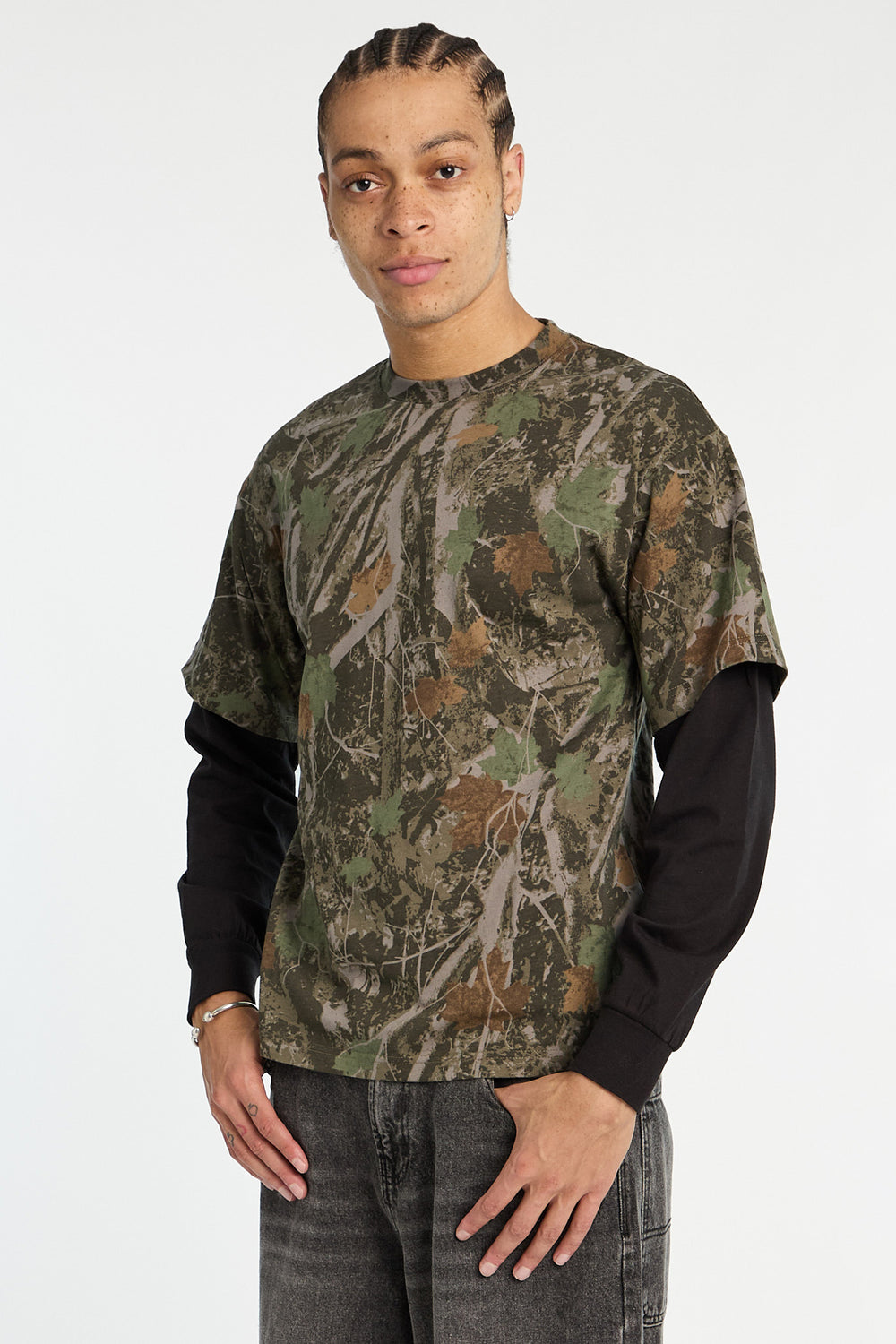 Zoo York Mens Camo Layered Long-Sleeve Tee Zoo York Mens Camo Layered Long-Sleeve Tee