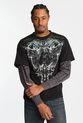 Arsenic Skull Graphic Long Sleeve 2-Fer Tee