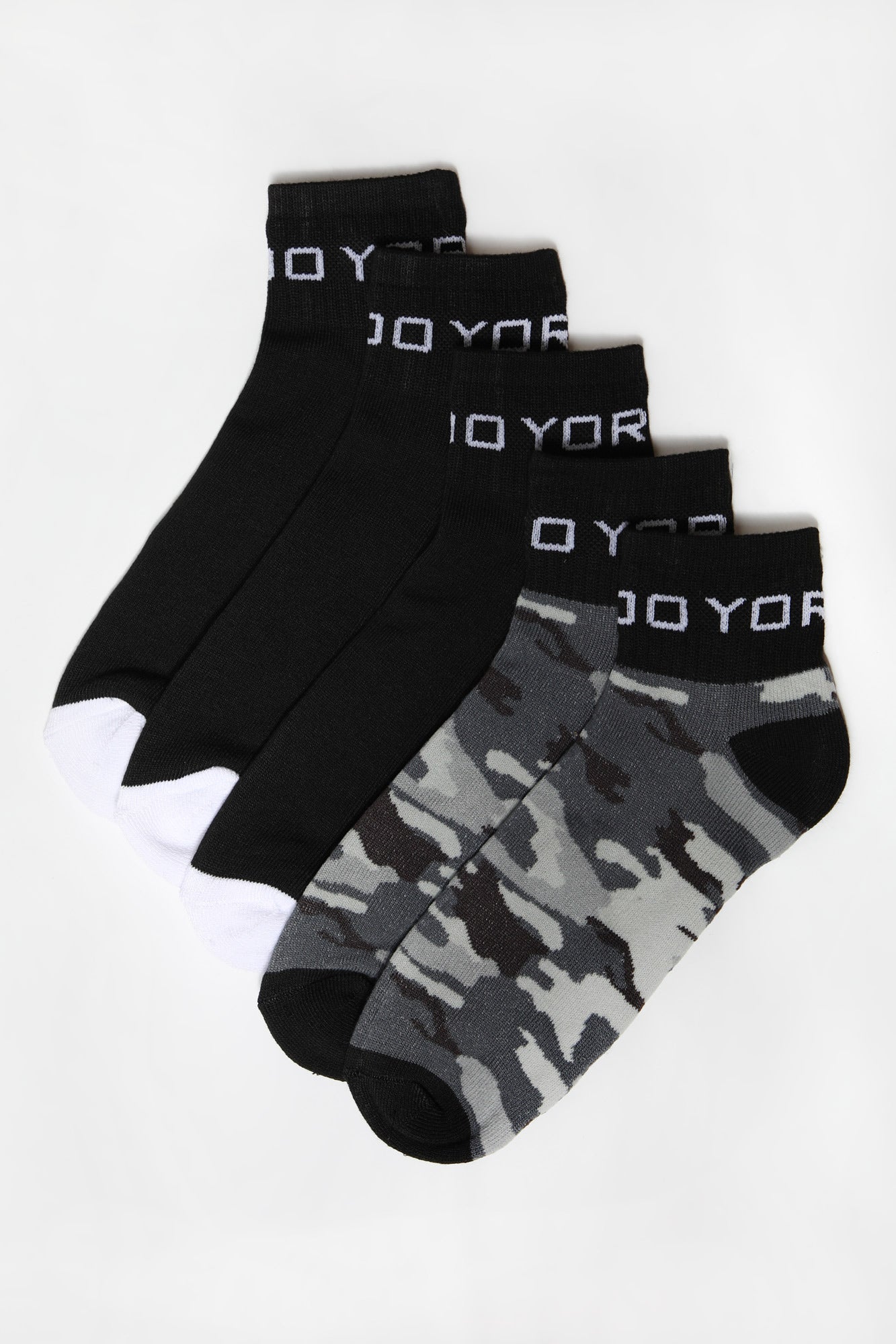 Zoo York Mens 5-Pack Camo Athletic Ankle Socks - Black / O/S