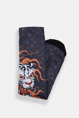 Chaussettes imprimées tigre en feu Arsenic