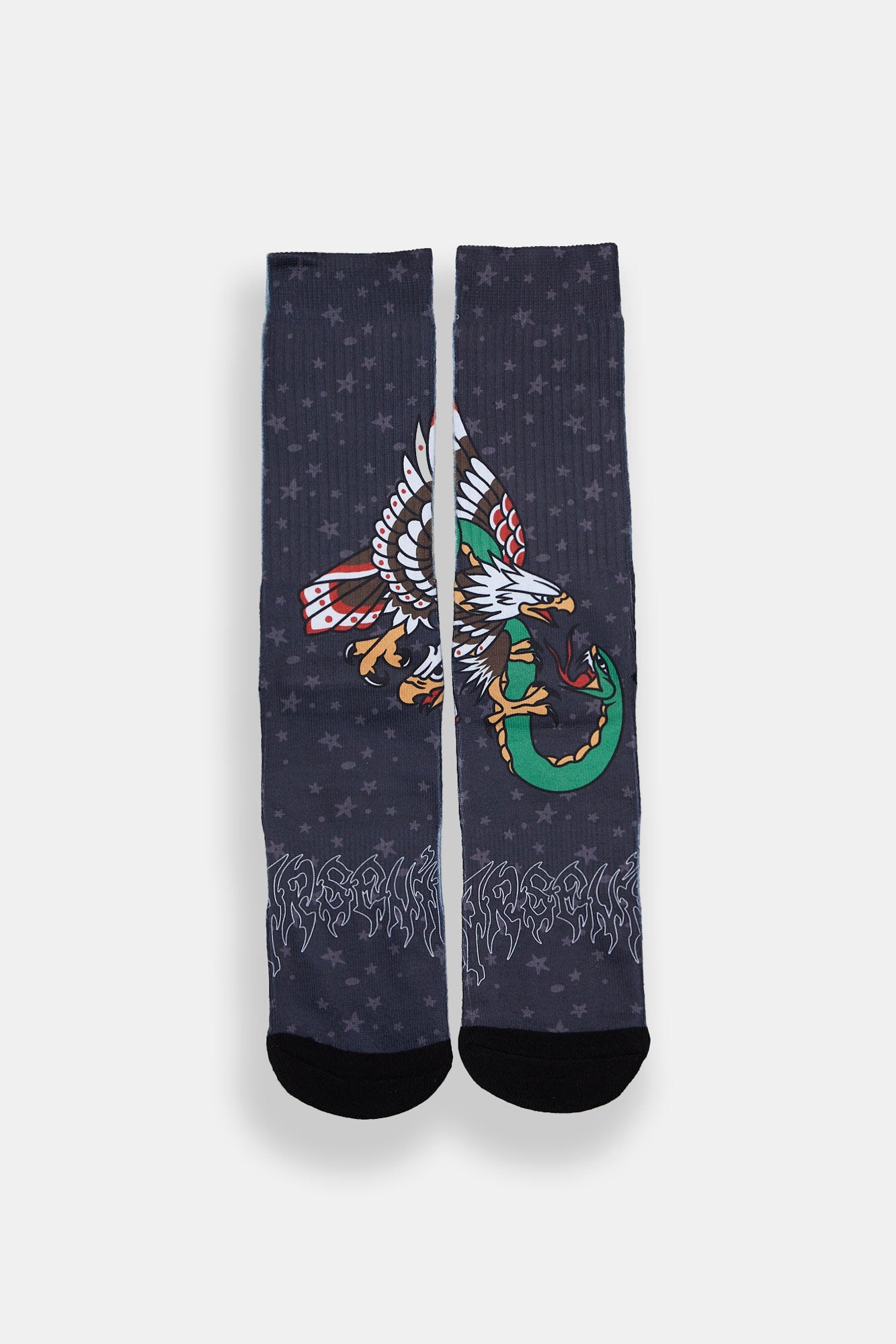Arsenic Eagle Printed Crew Socks - Black / O/S