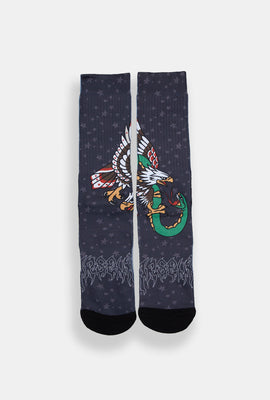 Arsenic Eagle Printed Crew Socks