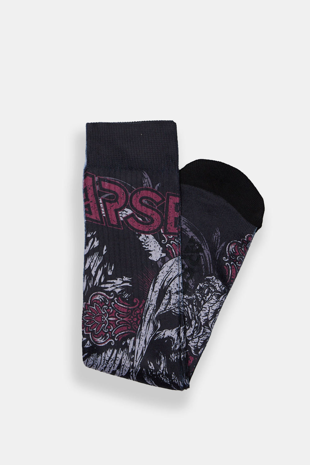 Arsenic Red Cross Skull Printed Crew Socks Arsenic Red Cross Skull Printed Crew Socks