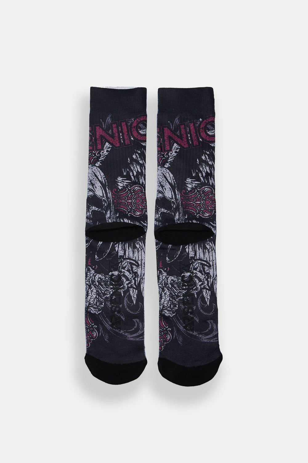 Arsenic Red Cross Skull Printed Crew Socks Arsenic Red Cross Skull Printed Crew Socks