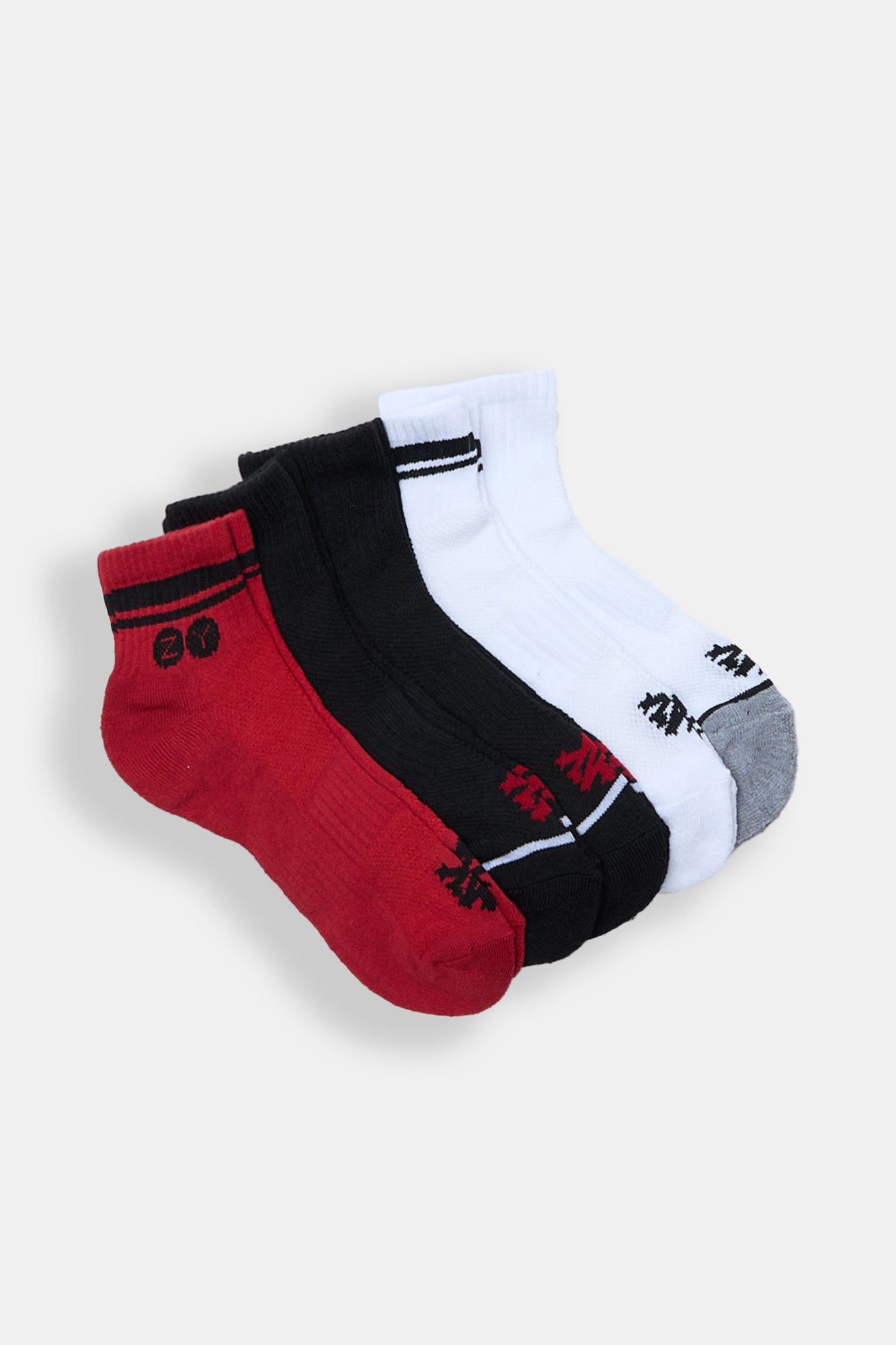 Zoo York 5-Pack Red & Black Quarter Socks - Red / O/S