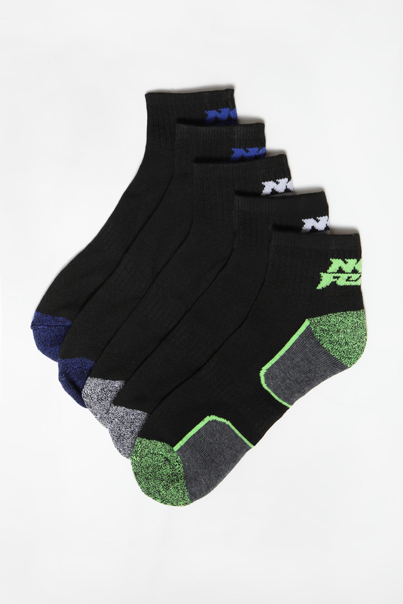 No Fear Mens 5-Pack Athletic Ankle Socks - Black / O/S