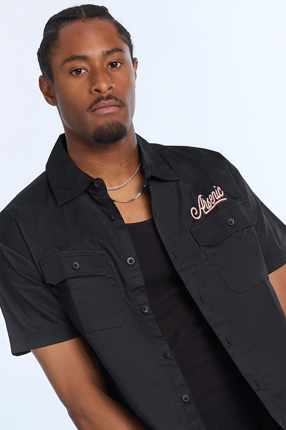 Arsenic Mens Panther & Snake Twill Button-Up Arsenic Mens Panther & Snake Twill Button-Up
