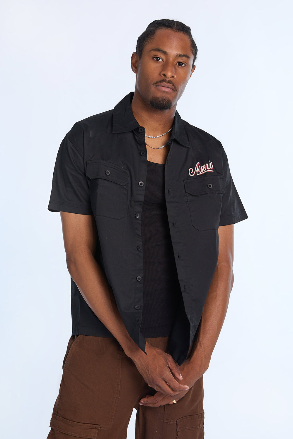 Arsenic Mens Panther & Snake Twill Button-Up Arsenic Mens Panther & Snake Twill Button-Up