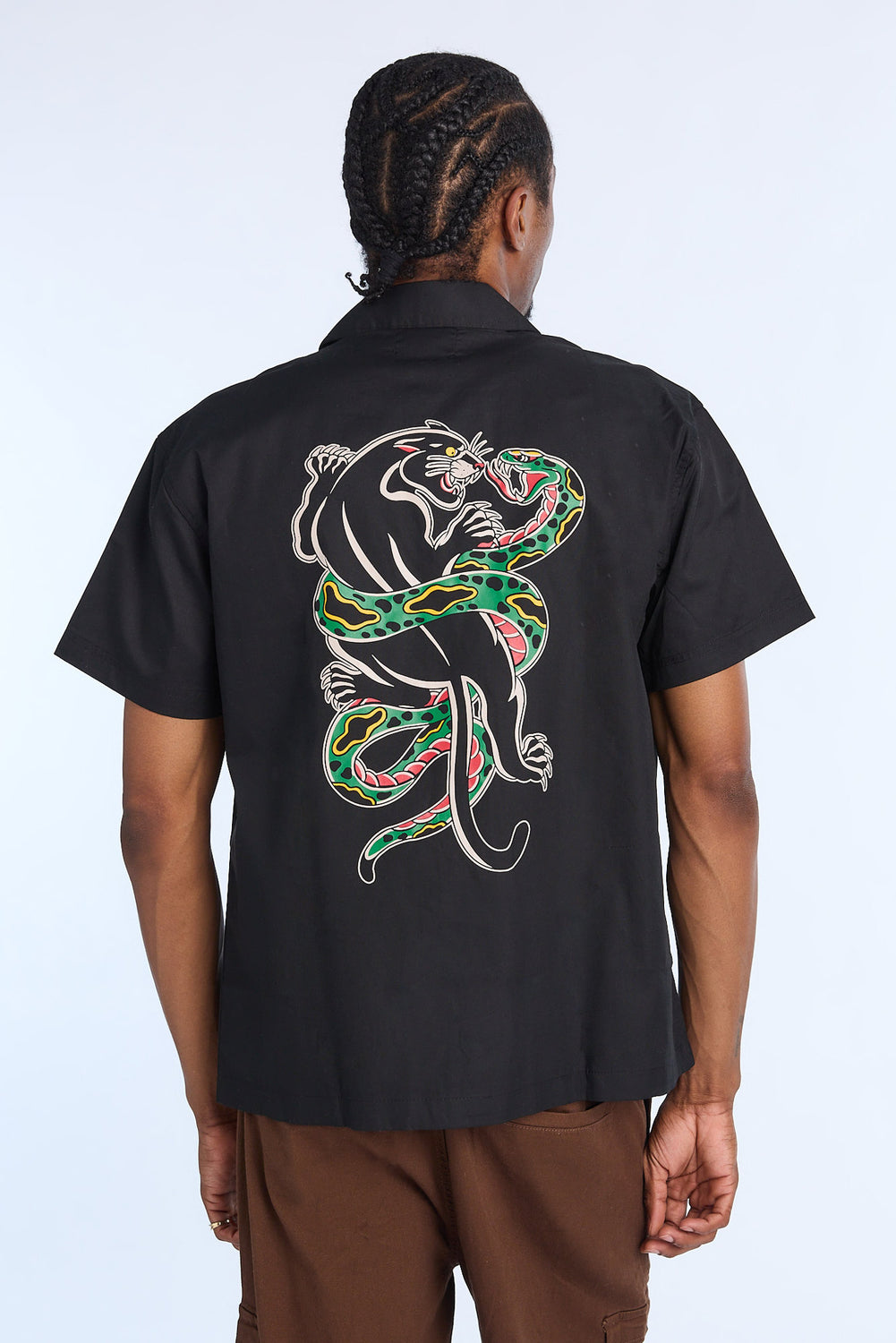 Arsenic Mens Panther & Snake Twill Button-Up Arsenic Mens Panther & Snake Twill Button-Up
