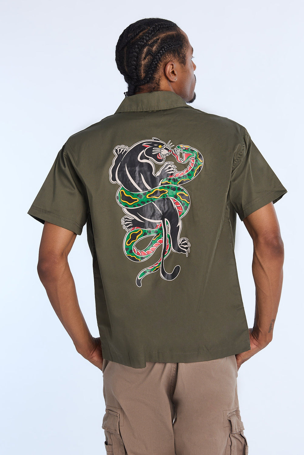 Arsenic Mens Panther & Snake Twill Button-Up Arsenic Mens Panther & Snake Twill Button-Up