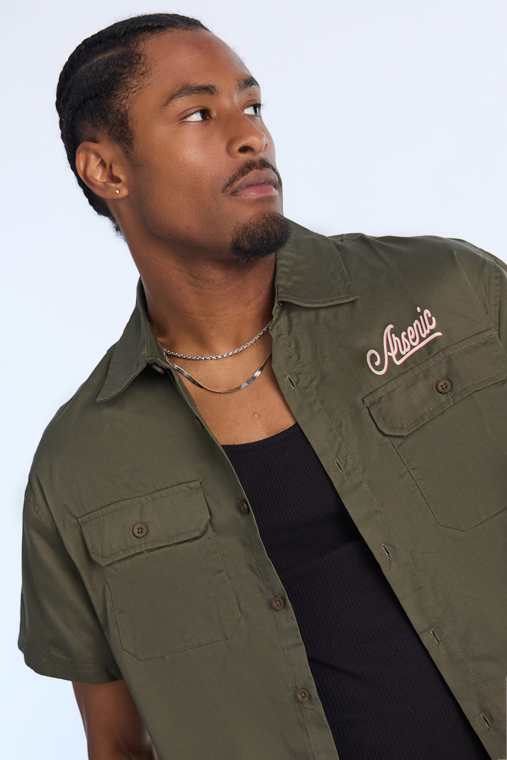 Arsenic Mens Panther & Snake Twill Button-Up Arsenic Mens Panther & Snake Twill Button-Up