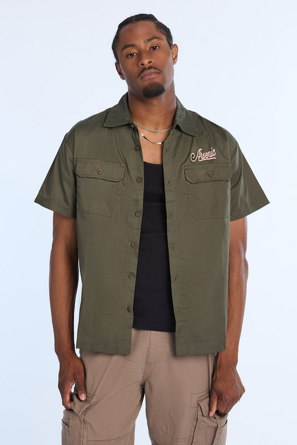 Arsenic Mens Panther & Snake Twill Button-Up Arsenic Mens Panther & Snake Twill Button-Up