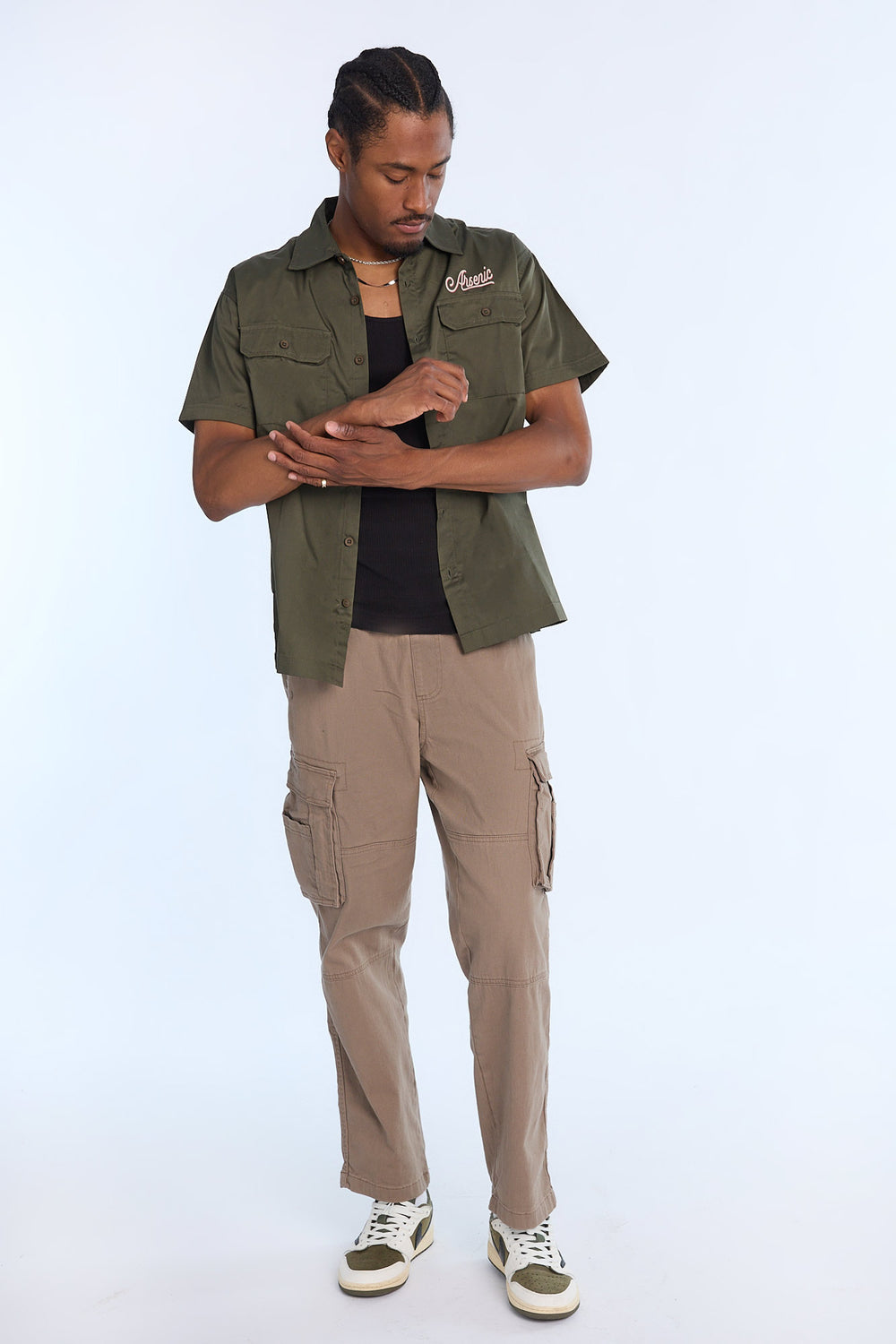 Arsenic Mens Panther & Snake Twill Button-Up Arsenic Mens Panther & Snake Twill Button-Up