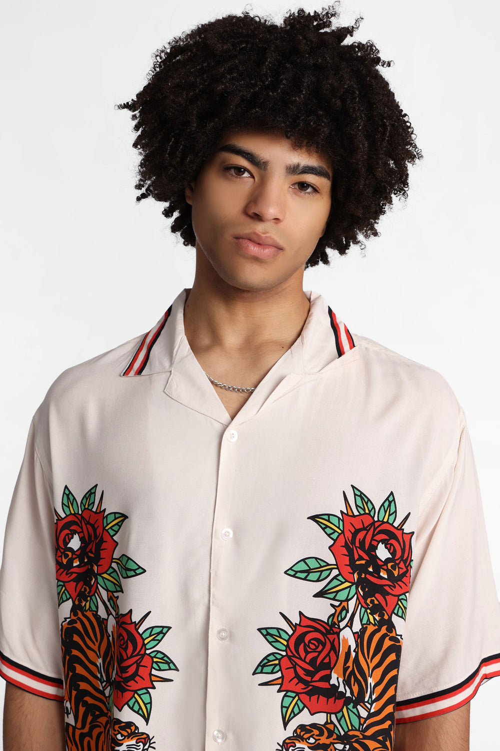 Arsenic Tiger & Rose Graphic Button-Up Shirt Arsenic Tiger & Rose Graphic Button-Up Shirt
