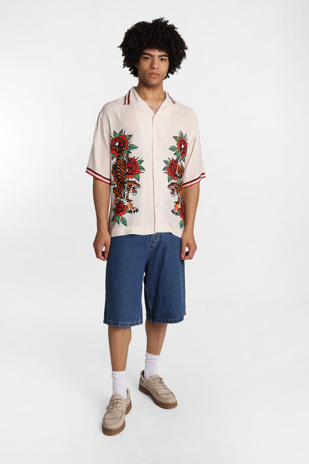 Arsenic Tiger & Rose Graphic Button-Up Shirt Arsenic Tiger & Rose Graphic Button-Up Shirt