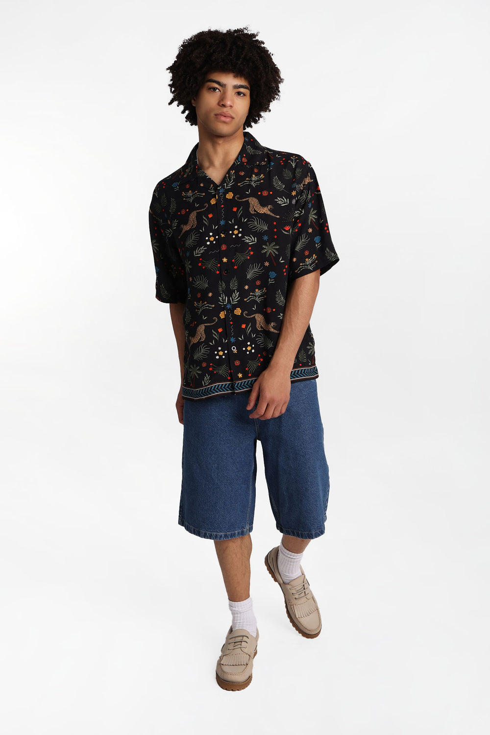 Chemise boutonnée à imprimé jungle Arsenic Chemise boutonnée à imprimé jungle Arsenic