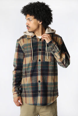 West49 Mens Hooded Plaid Shacket