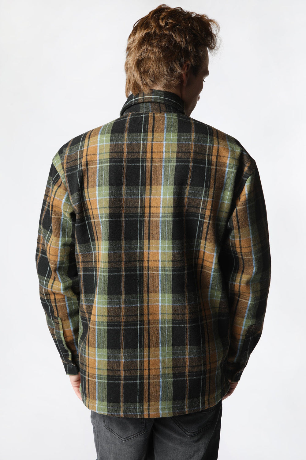 Amnesia Mens Plaid Button-Up Green