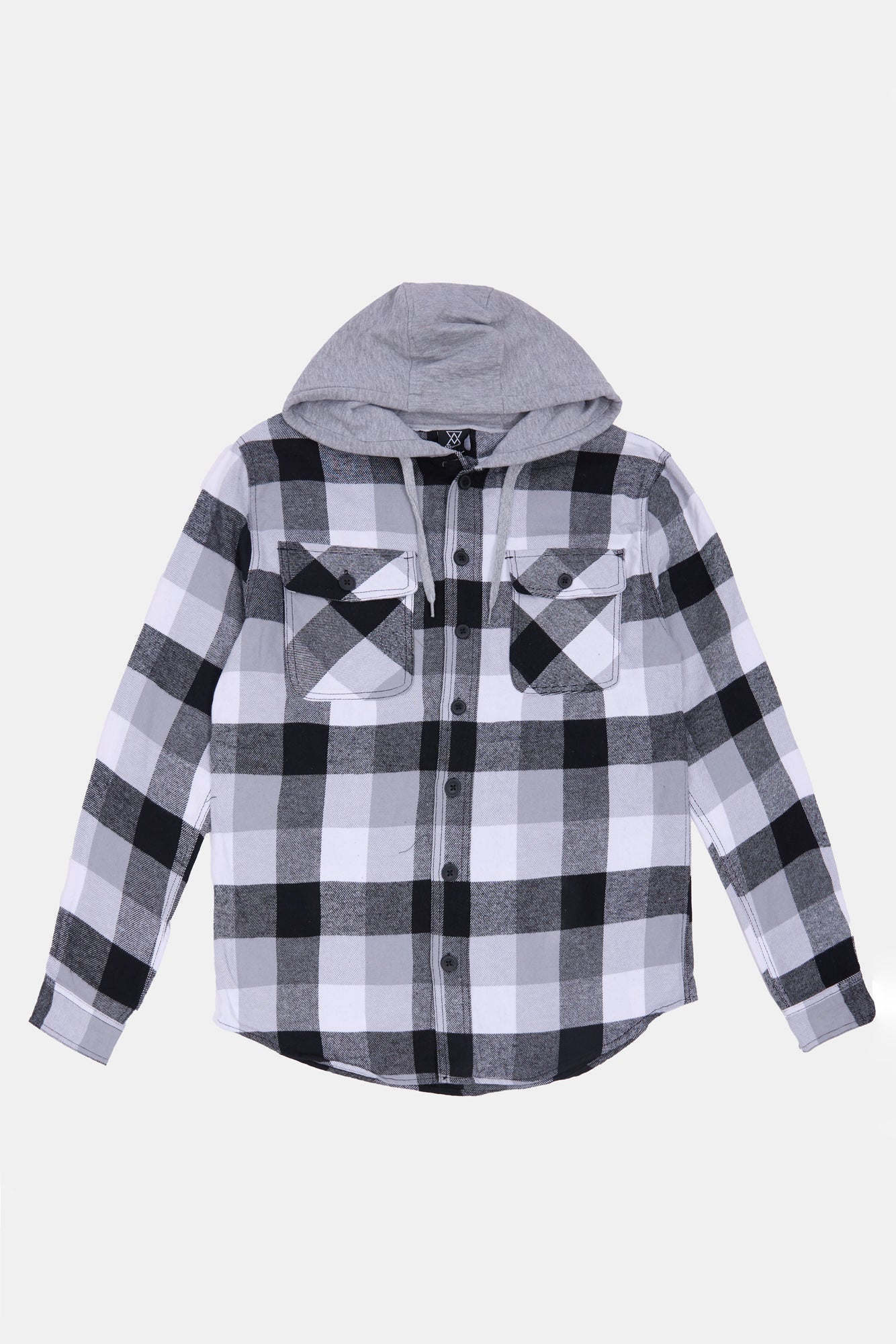 Arsenic Mens Hooded Plaid Button-Up