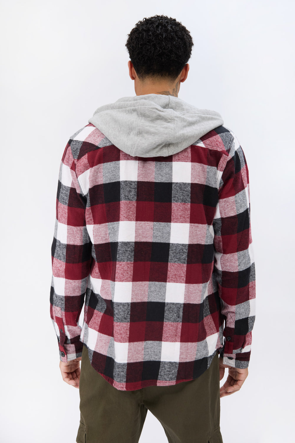 Arsenic Mens Hooded Plaid Button-Up Arsenic Mens Hooded Plaid Button-Up