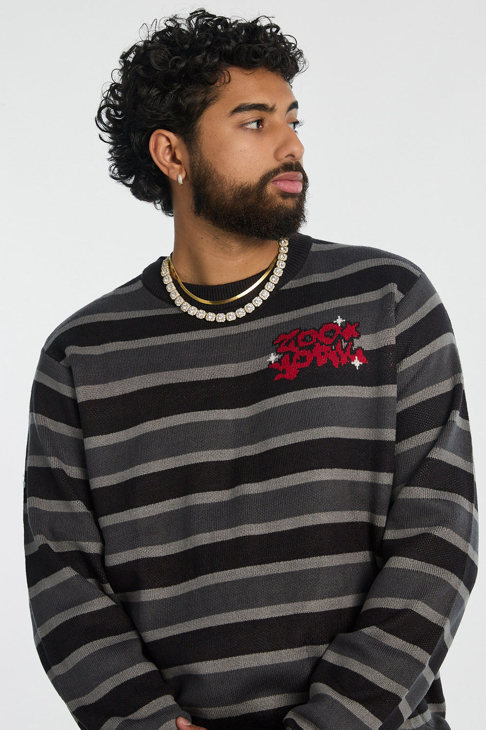 Zoo York Mens Striped Crewneck Sweater Zoo York Mens Striped Crewneck Sweater