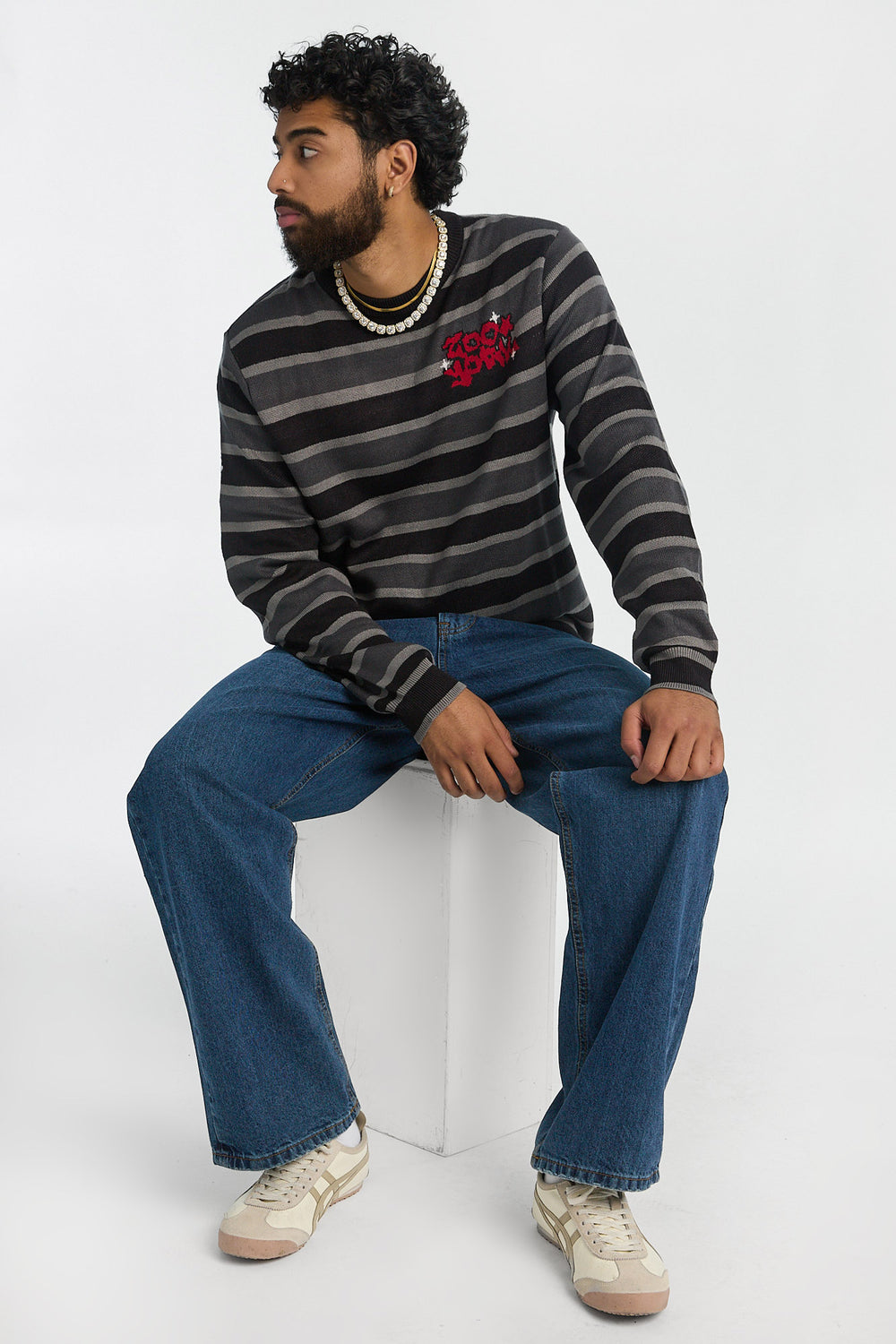 Zoo York Mens Striped Crewneck Sweater Zoo York Mens Striped Crewneck Sweater