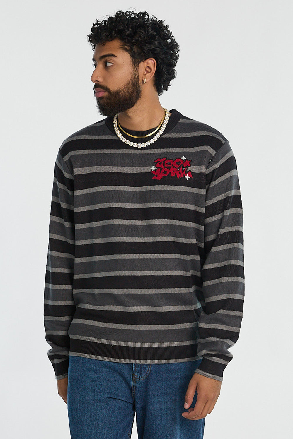 Zoo York Mens Striped Crewneck Sweater Zoo York Mens Striped Crewneck Sweater