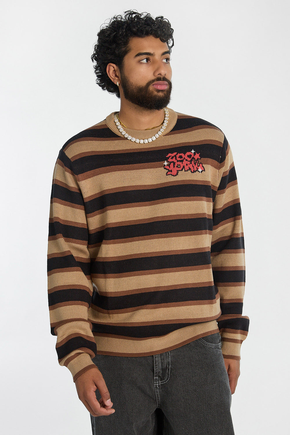 Zoo York Mens Striped Crewneck Sweater Zoo York Mens Striped Crewneck Sweater