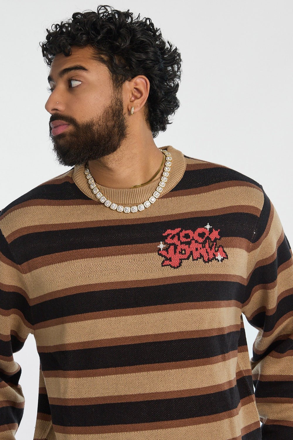 Zoo York Mens Striped Crewneck Sweater Zoo York Mens Striped Crewneck Sweater