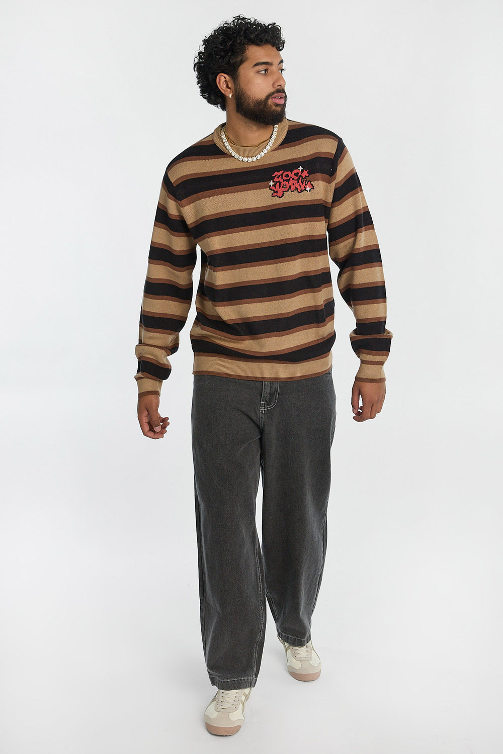 Zoo York Mens Striped Crewneck Sweater Zoo York Mens Striped Crewneck Sweater