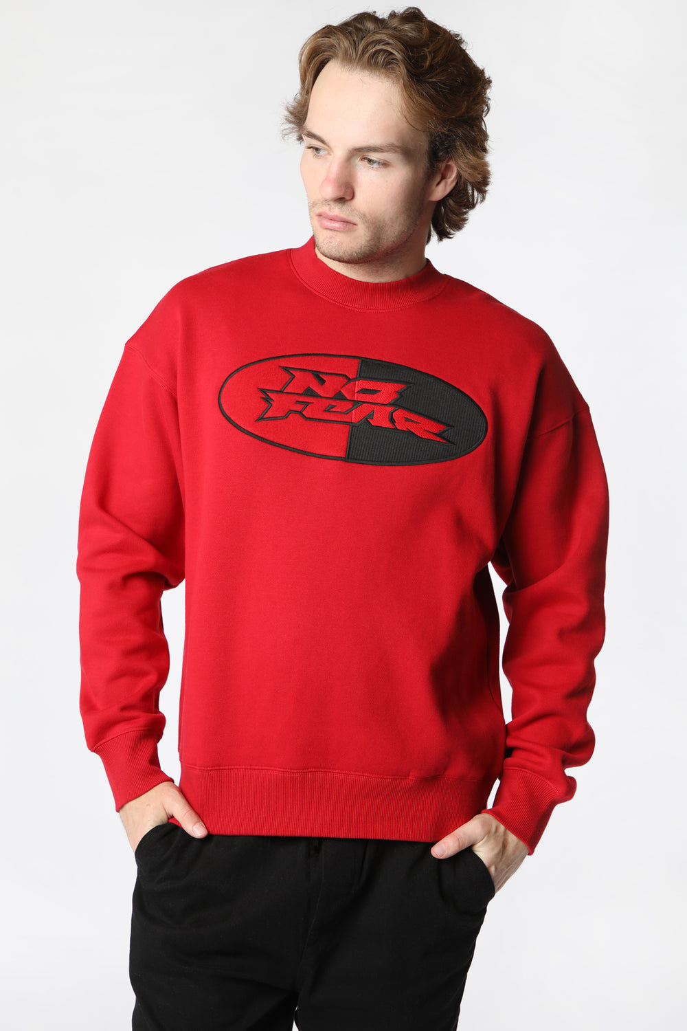 No Fear Mens Logo Crew Sweatshirt Red