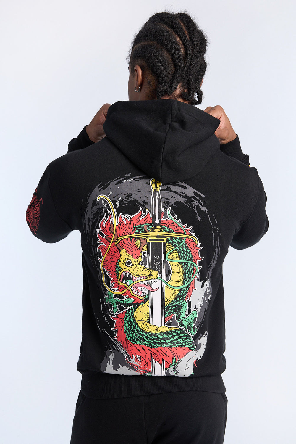 Arsenic Mens Dragon Graphic Hoodie Arsenic Mens Dragon Graphic Hoodie