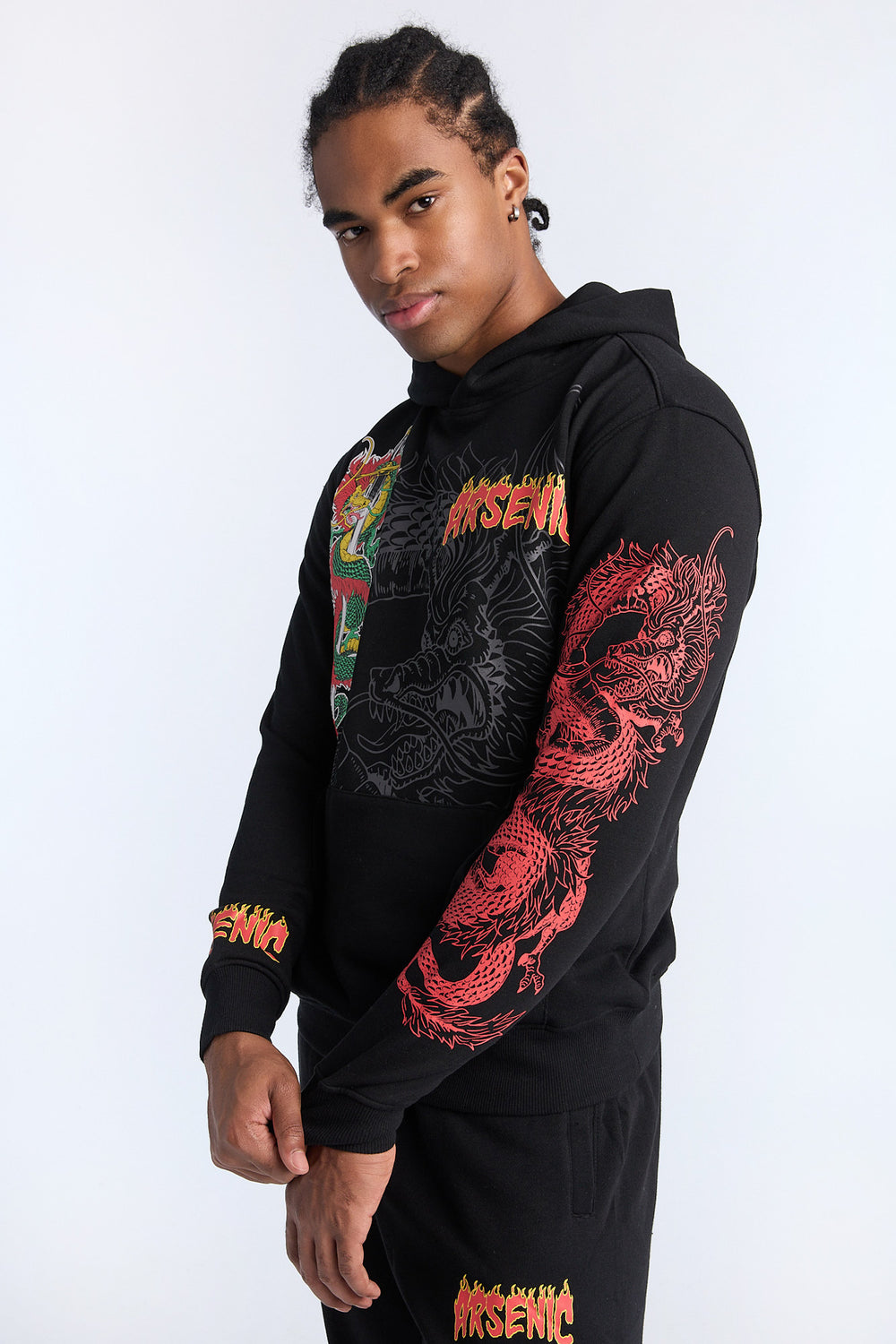 Arsenic Mens Dragon Graphic Hoodie Arsenic Mens Dragon Graphic Hoodie