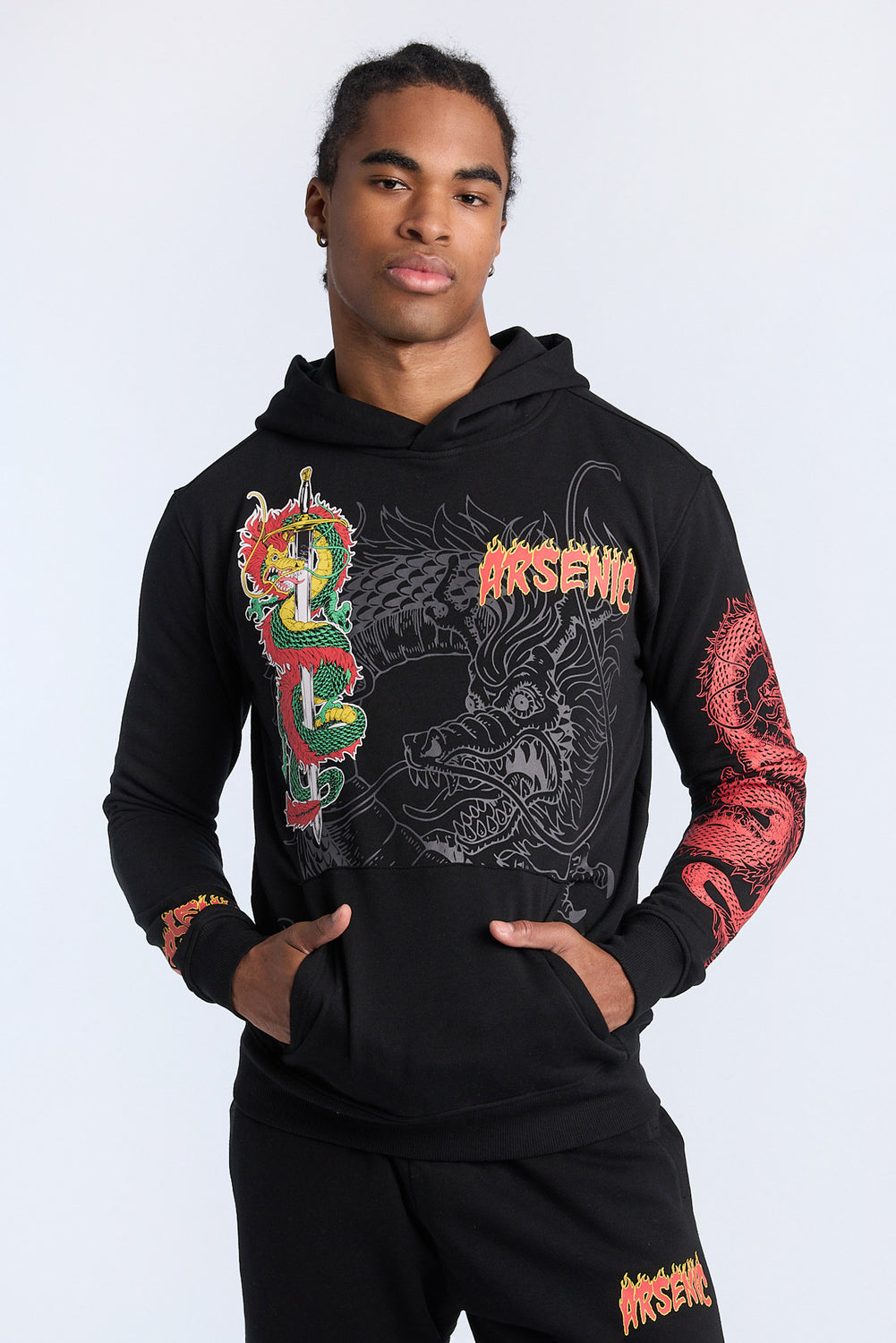 Arsenic Mens Dragon Graphic Hoodie Arsenic Mens Dragon Graphic Hoodie
