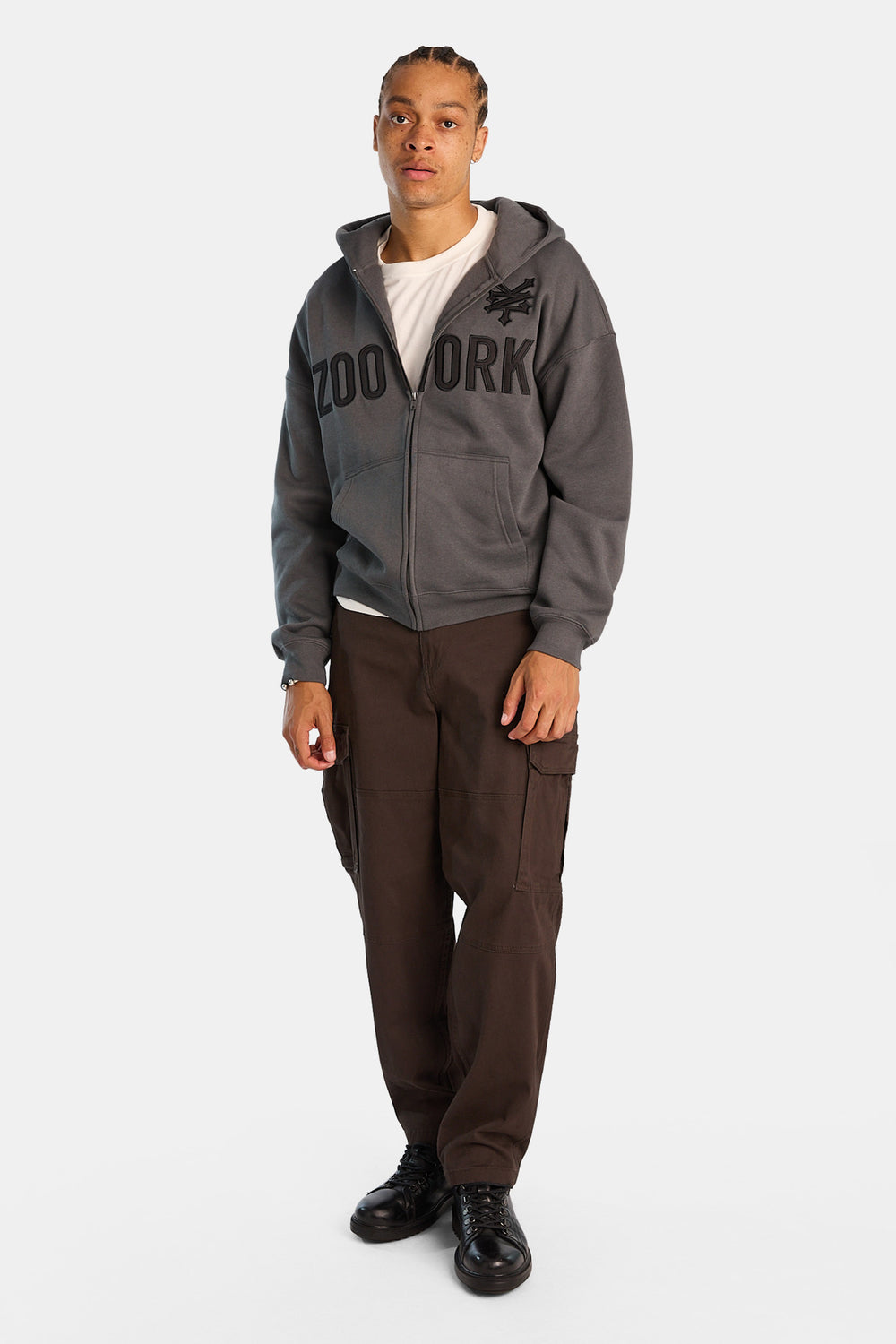 Zoo York Embroidered Zip-Up Hoodie Zoo York Embroidered Zip-Up Hoodie