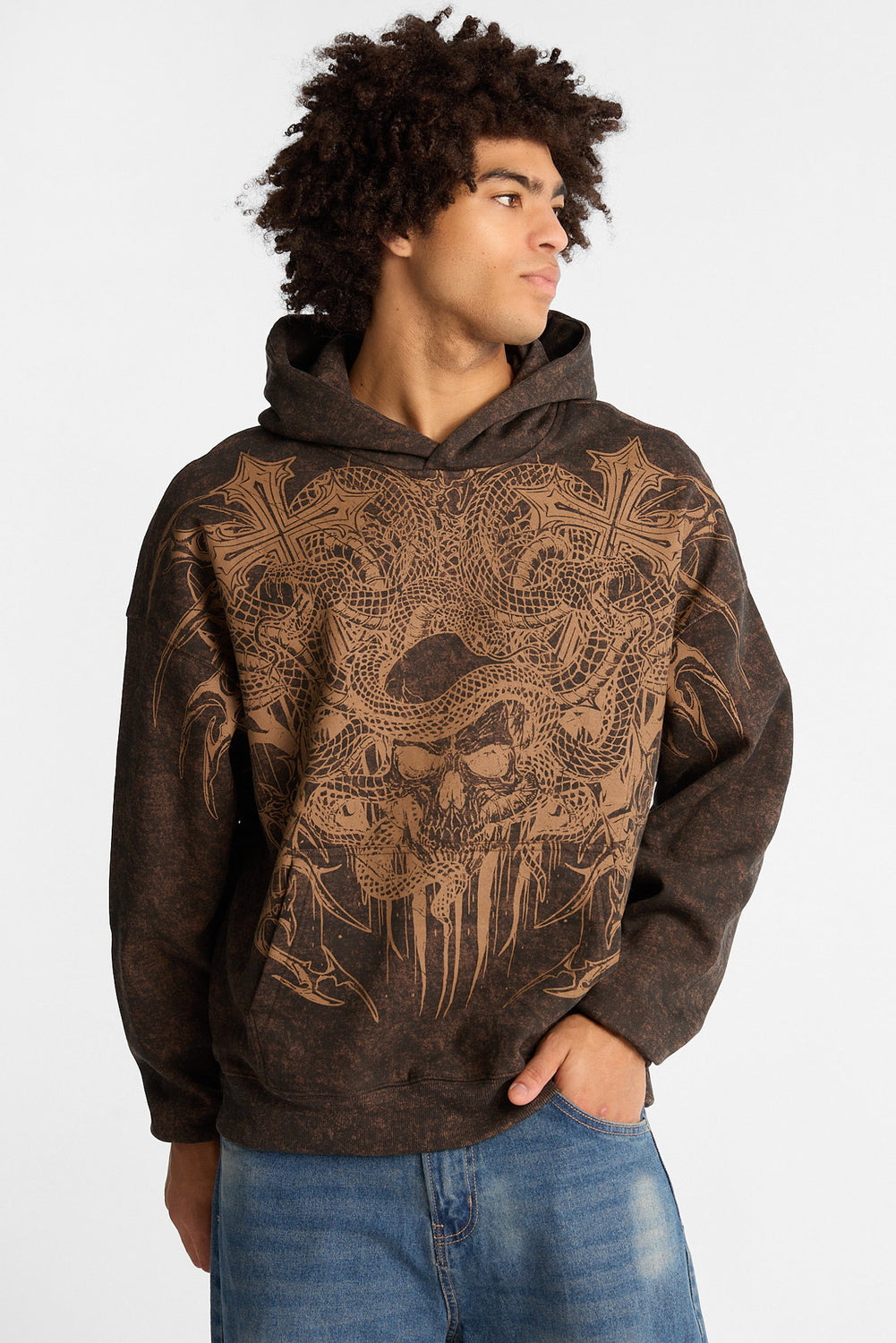Arsenic Cobra Graphic Washed Boxy Hoodie Arsenic Cobra Graphic Washed Boxy Hoodie