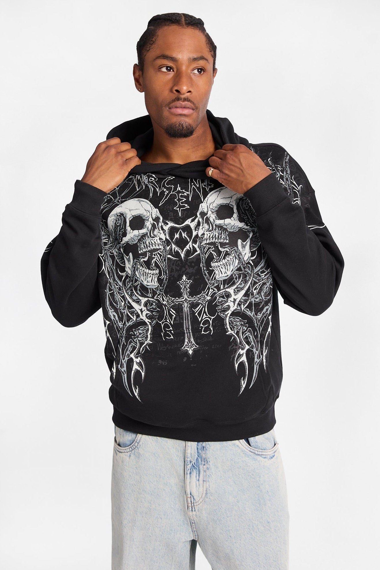 Arsenic Skulls & Cross Boxy Hoodie - /