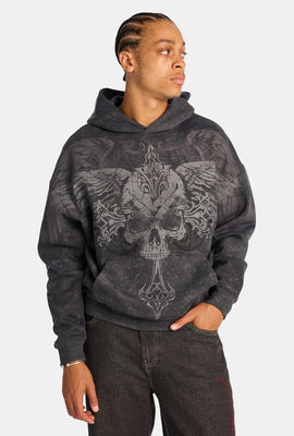 Arsenic Skull & Wings Washed Boxy Hoodie