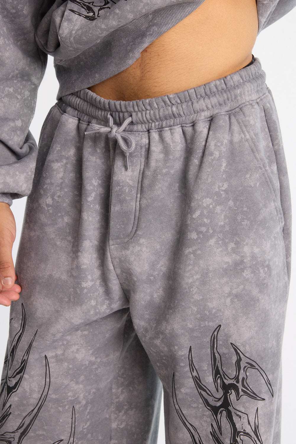 Pantalon en molleton à jambe ultra-ample délavé Arsenic Pantalon en molleton à jambe ultra-ample délavé Arsenic