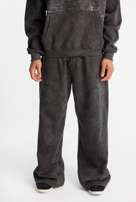 Pantalon en molleton à jambe ultra-ample délavé Arsenic
