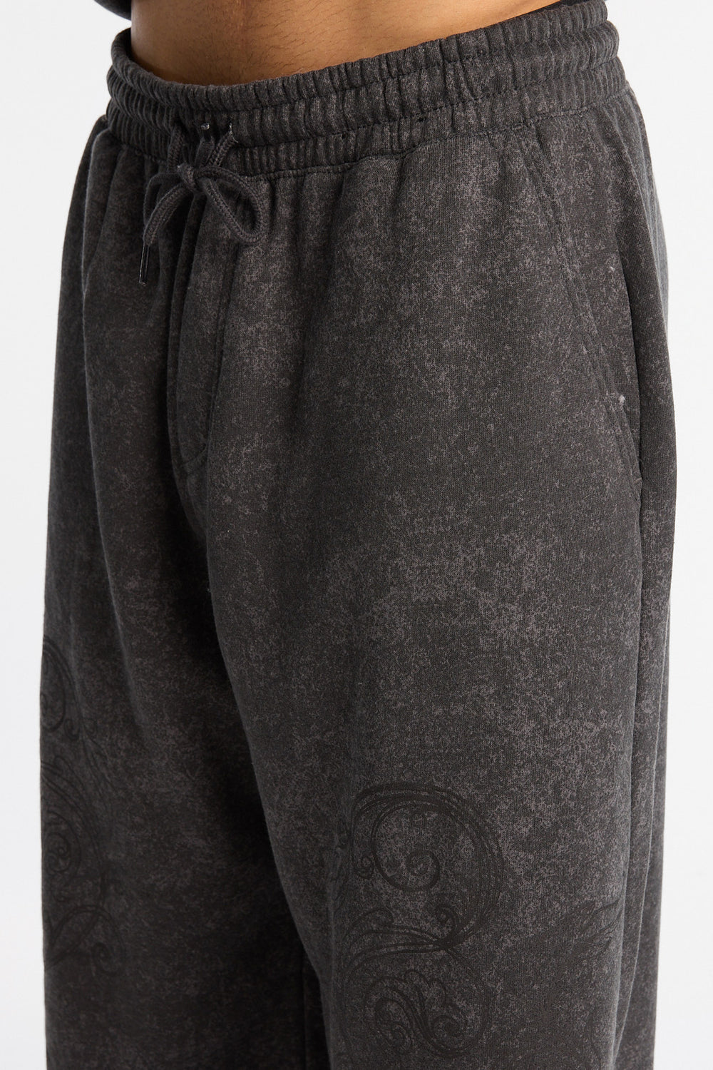Pantalon en molleton à jambe ultra-ample délavé Arsenic Pantalon en molleton à jambe ultra-ample délavé Arsenic