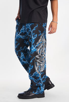 Pantalon en molleton ample imprimé d'éclairs Arsenic