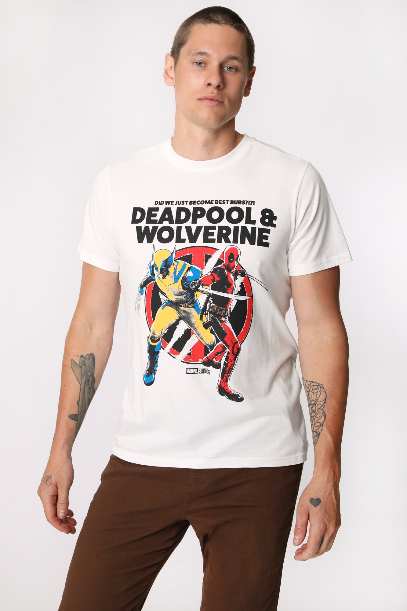 Mens Deadpool & Wolverine T-Shirt - White /