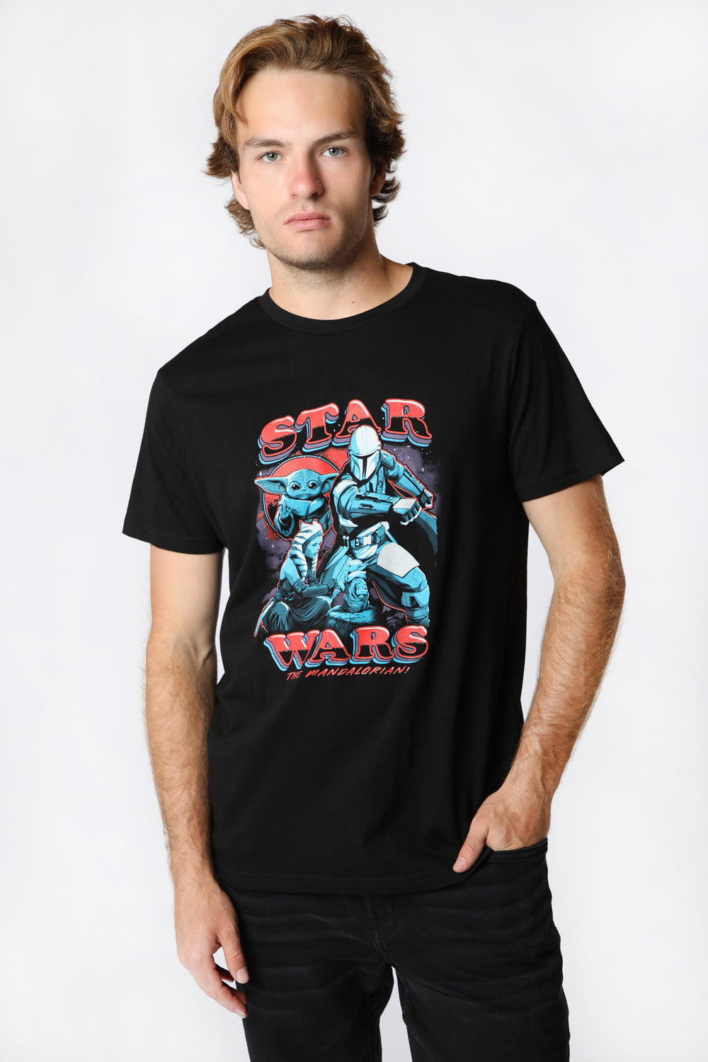 T-Shirt Imprimé Star Wars Mandalorian Homme Noir