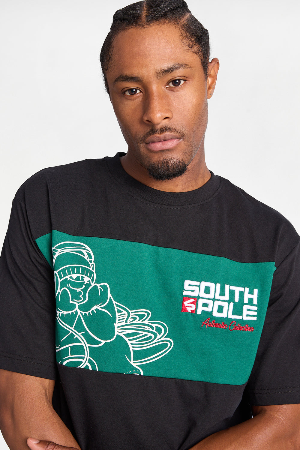 Southpole Legacy Embroidered Colour Block Graphic Tee Southpole Legacy Embroidered Colour Block Graphic Tee