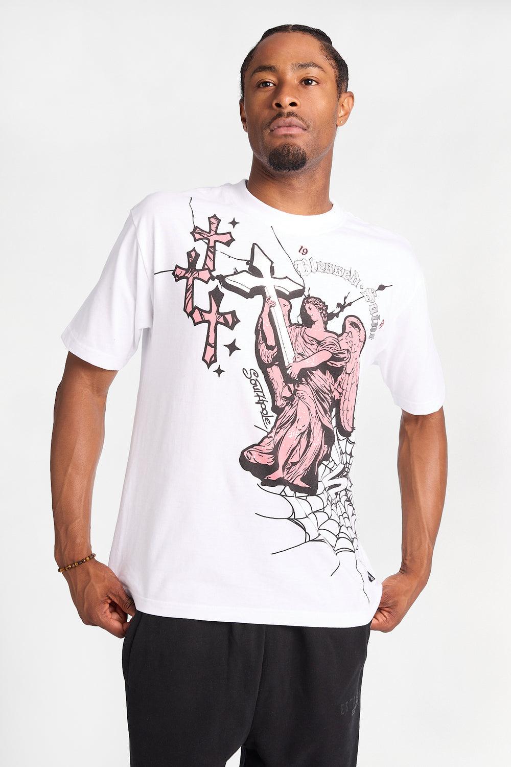 Southpole Blessed Saint Foil Graphic Tee Southpole Blessed Saint Foil Graphic Tee