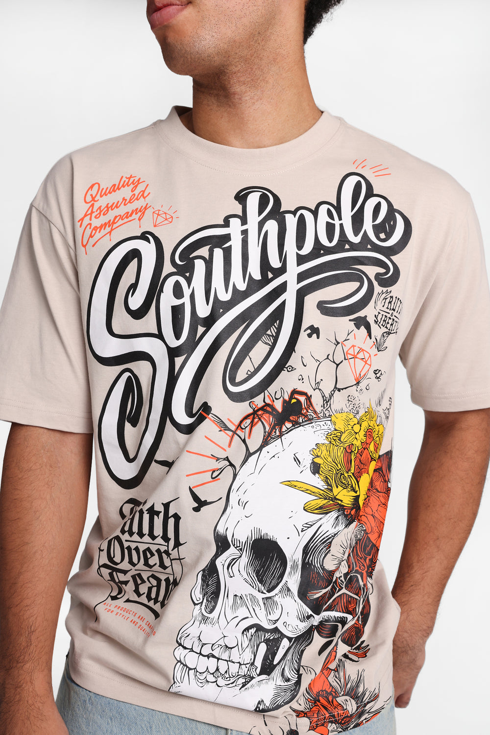 Southpole Faith Over Fear Skull Graphic Tee Southpole Faith Over Fear Skull Graphic Tee