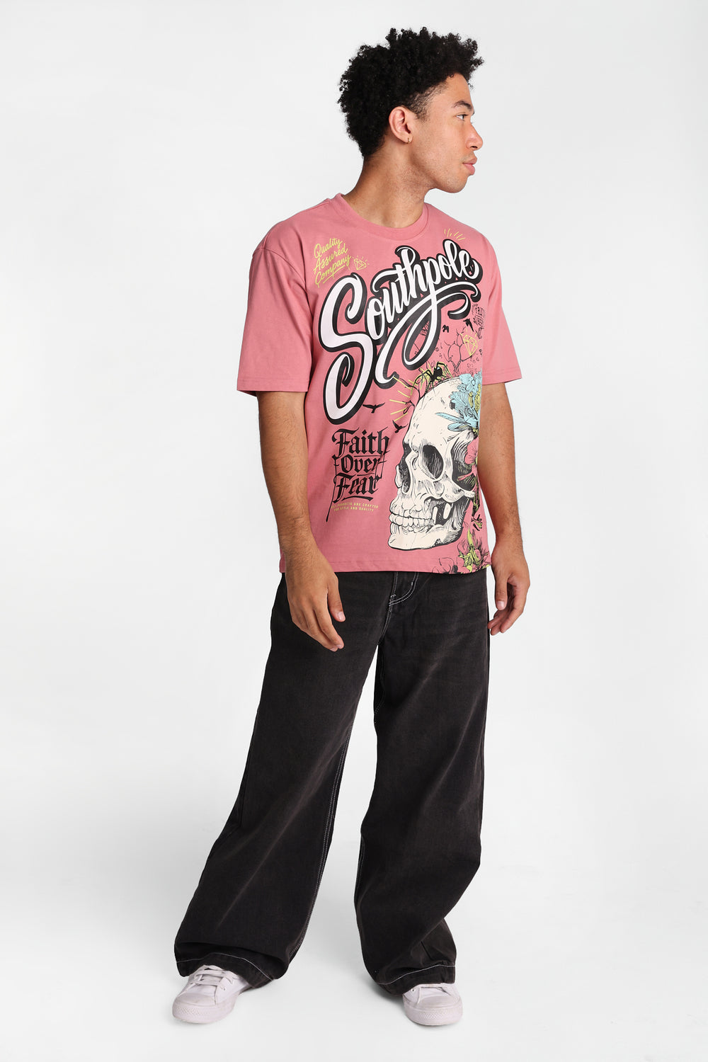 Southpole Faith Over Fear Skull Graphic Tee Southpole Faith Over Fear Skull Graphic Tee